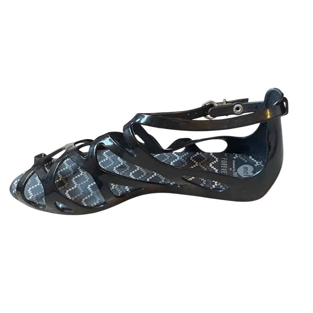 Mel‎ Melissa x Forever 21 Dreamed Jelly Sandals Buckle Crisscross Black Size 6